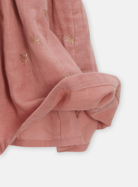 Lined Pink Palm Print Cotton Dress