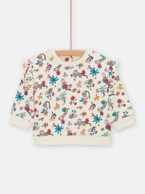Cream Jungle Print Cotton Sweatshirt