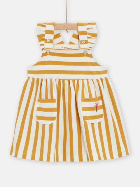 Lined Yellow Stripe Cotton Pique Sundress