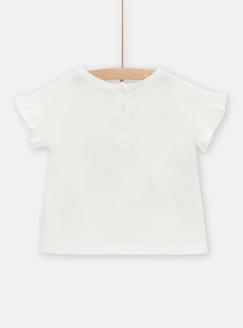 Cream Zebra Animation Short Sleeve Cotton T-shirt