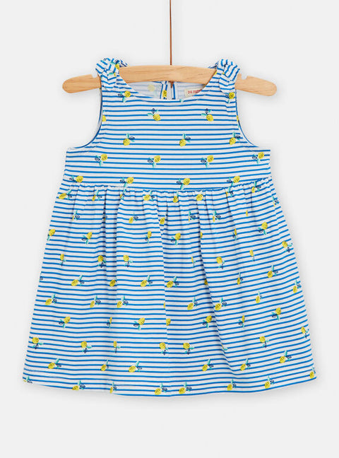 Blue Lemon Print Jersey Beach Dress
