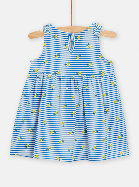 Blue Lemon Print Jersey Beach Dress