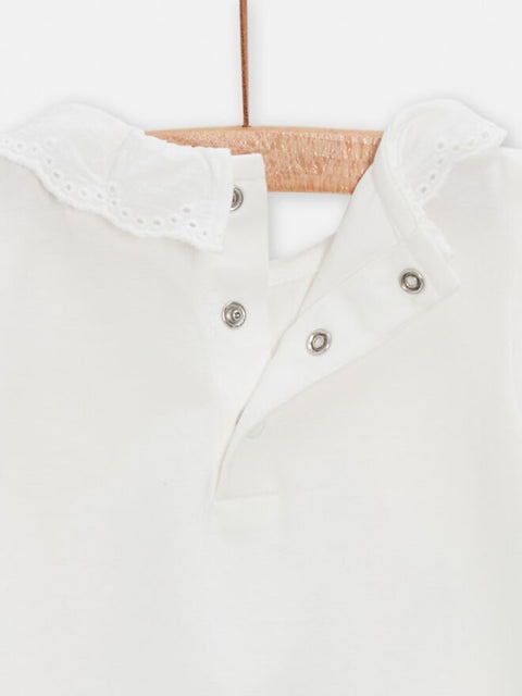 White Heart Shaped Floral Print Cotton Bodysuit