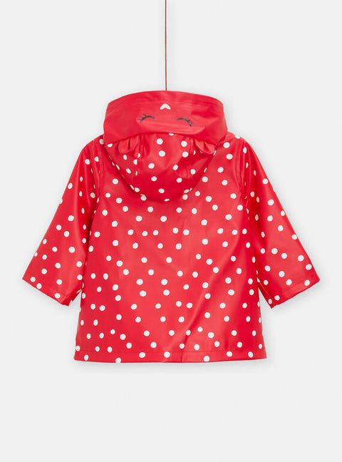 Lined Hooded Red Polka Dot Rain Jacket