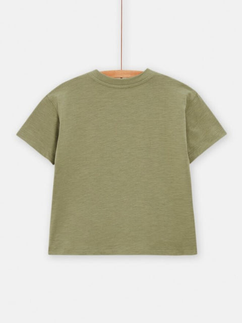 Green Jungle Animal Print Short Sleeve Cotton T-shirt