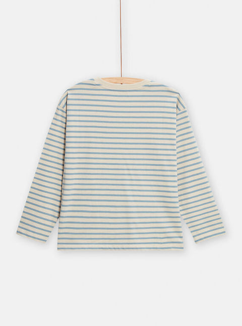 Stripe Cotton T-shirt With Tiger Print
