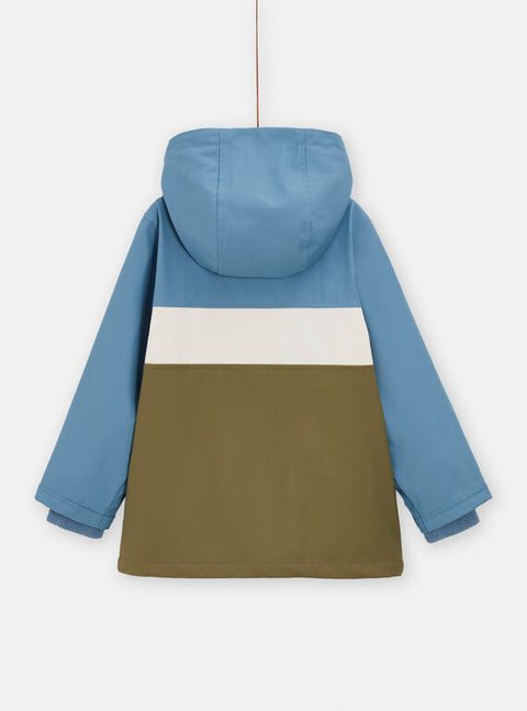 Blue & Green Lined Hooded Raincoat