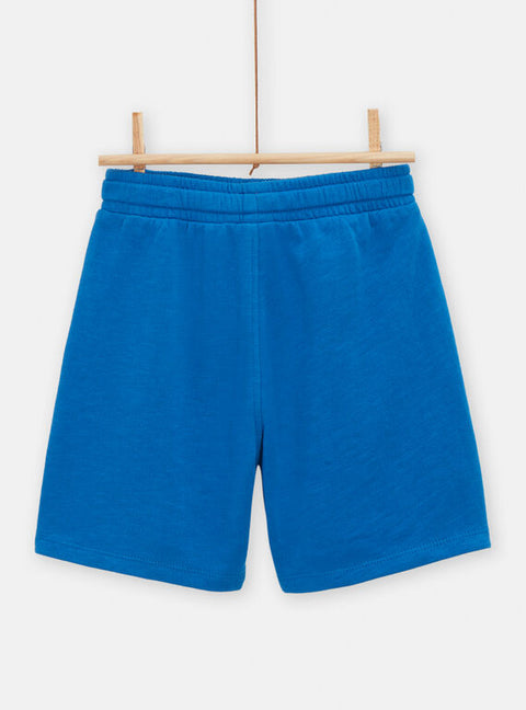 Blue Jersey Cotton Bermuda Shorts