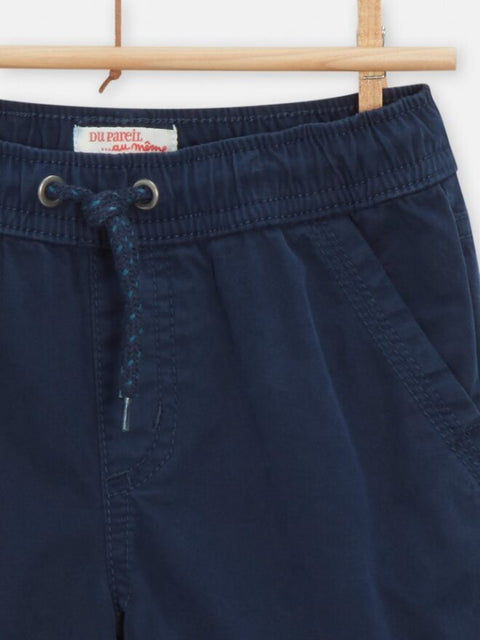 Navy Cotton Bermuda Shorts