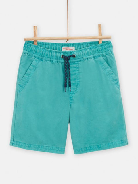 Turquoise Cotton Bermuda Shorts