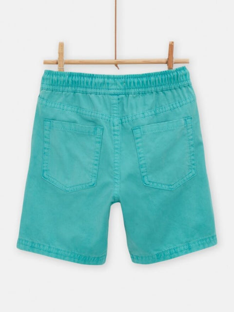 Turquoise Cotton Bermuda Shorts