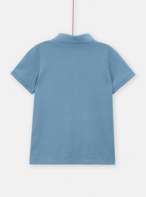 Blue Short Sleeve Cotton Polo Shirt