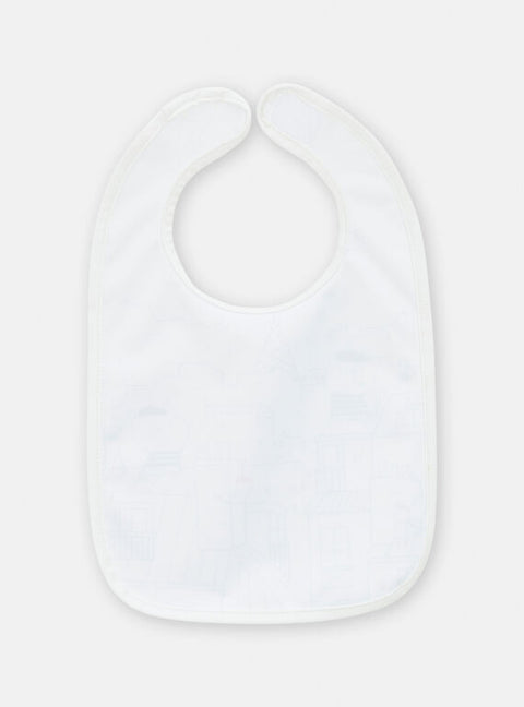 White Printed Newborn Bib With Plastic Backing