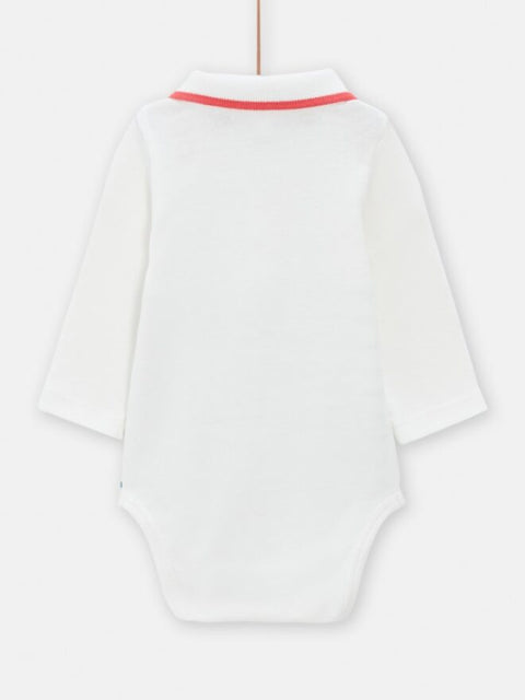 Newborn Navy & White Cotton Bodysuit With Collar