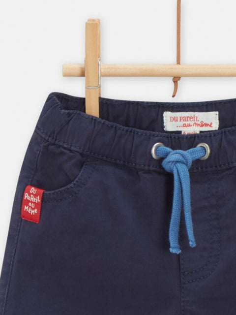 Blue Cotton Twill Bermuda Shorts