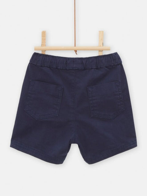 Blue Cotton Twill Bermuda Shorts