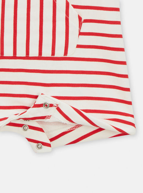 Red & White Stripe Cotton Dungaree Shorts