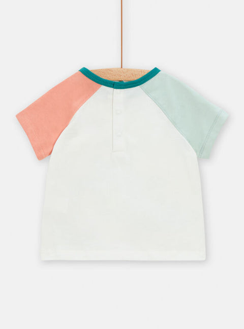 Cream Dinosaur Print Short Sleeve Cotton T-shirt