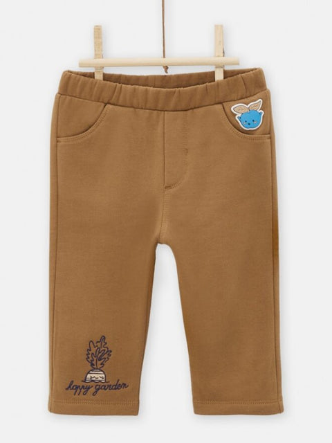 Brown Cotton Elasticated Waist Trousers