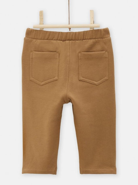 Brown Cotton Elasticated Waist Trousers