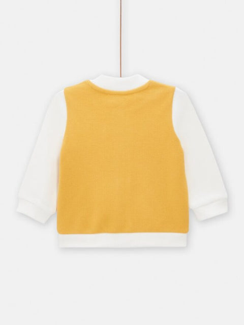 Yellow Cotton Pique Sweatshirt With Dog Applique