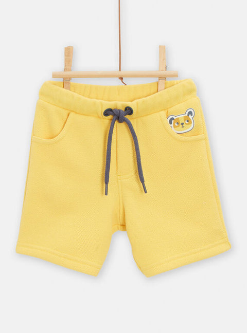 Yellow Cotton Pique Shorts