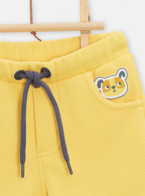 Yellow Cotton Pique Shorts