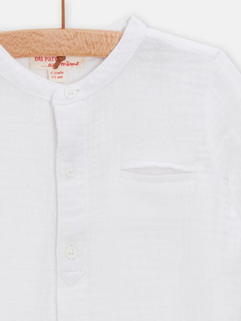 White Cotton Grandad Shirt