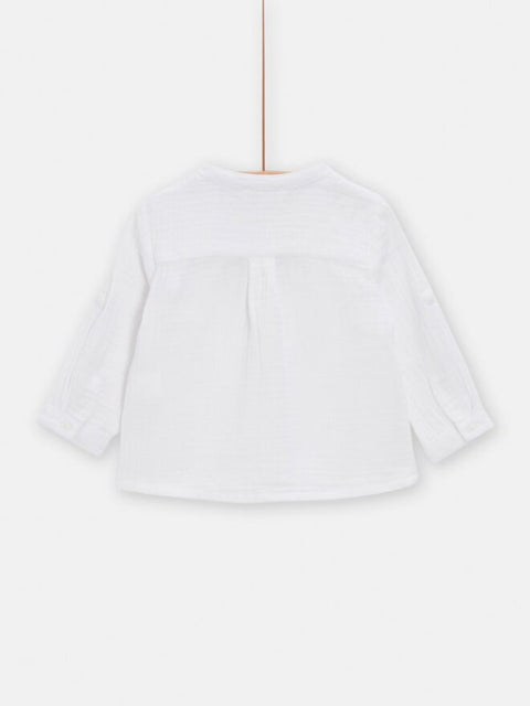 White Cotton Grandad Shirt