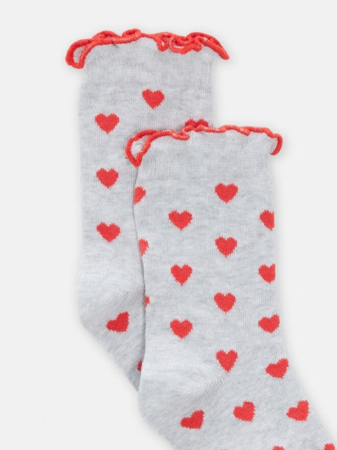 Grey Heart Print Cotton Rich Socks
