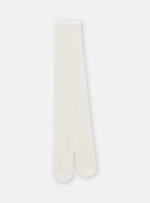 Cream Dressy Tights With Glitter Star Pattern