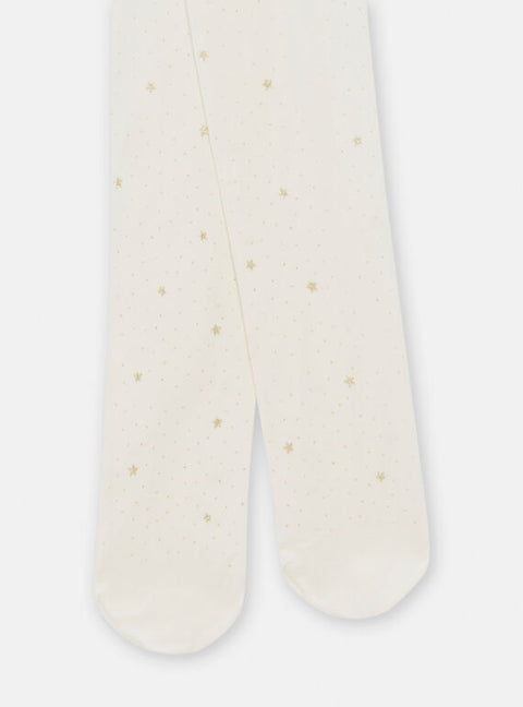 White Dressy Tights With Glitter Star Pattern