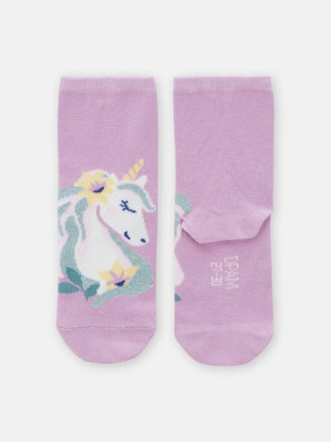 Purple Unicorn Print Cotton Rich Socks