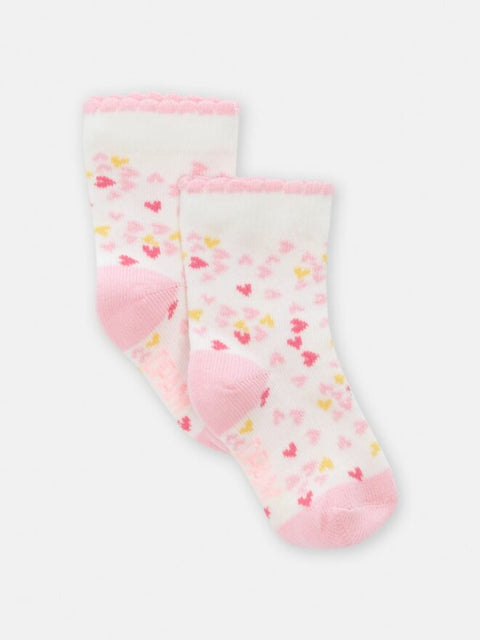 Cream Heart Pattern Cotton Rich Socks