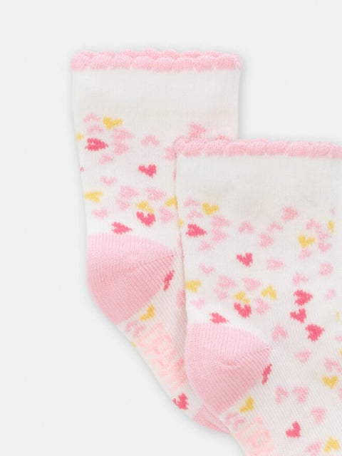 Cream Heart Pattern Cotton Rich Socks