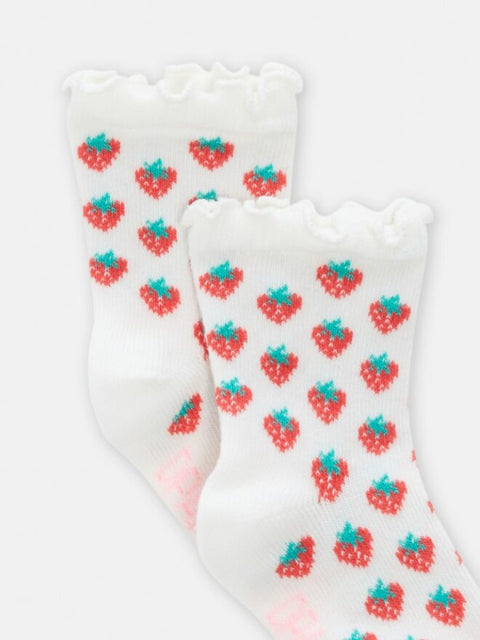 Cream Strawberry Pattern Cotton Rich Socks