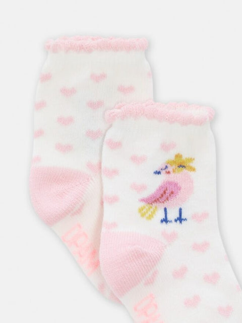 Cream Exotic Bird Pattern Cotton Rich Socks