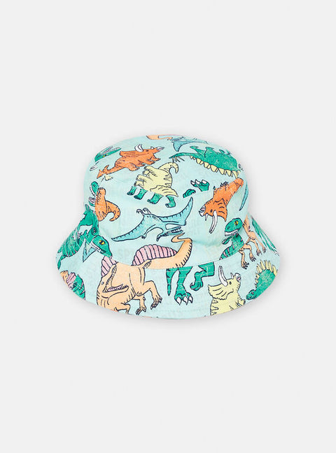 Blue Dinosaur Print Cotton Bucket Hat