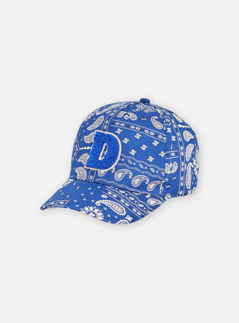 Lined Blue Cotton Paisley Print Cotton Baseball cap