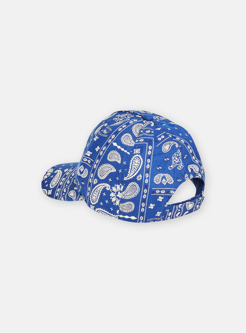 Lined Blue Cotton Paisley Print Cotton Baseball cap
