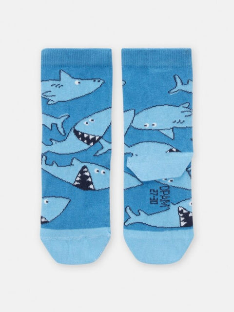 Blue Shark Pattern Cotton Rich Socks