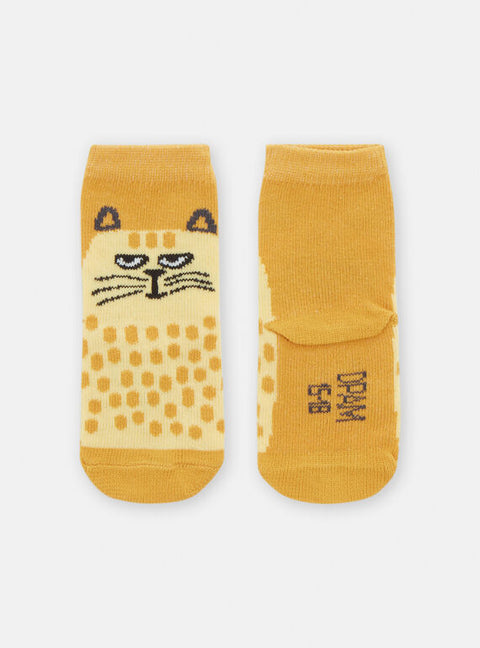 Yellow Tiger Pattern Cotton Rich Socks