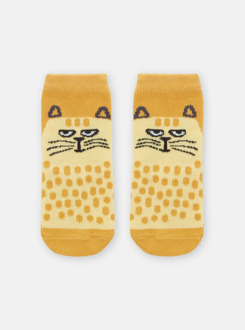 Yellow Tiger Pattern Cotton Rich Socks
