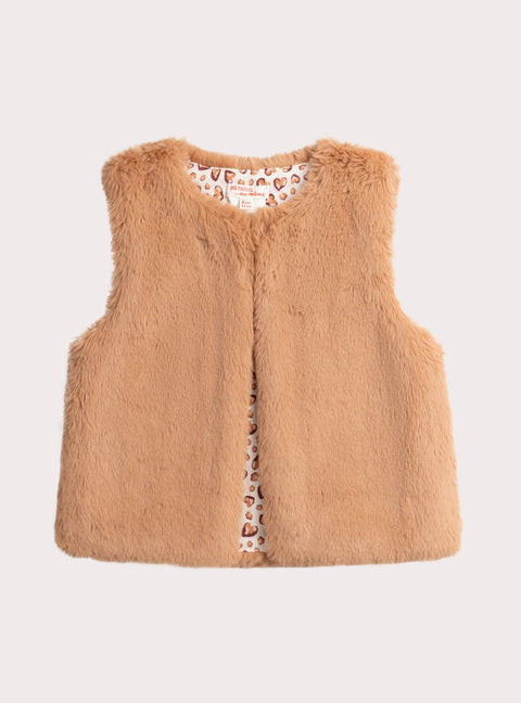 Reversible Beige Faux Fur Gilet