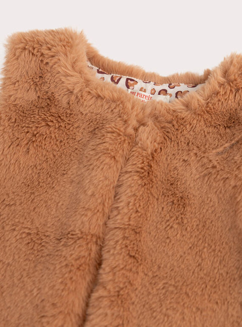 Reversible Beige Faux Fur Gilet