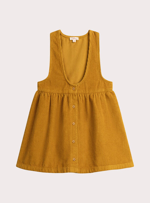 Yellow V Neck Corduroy Dress