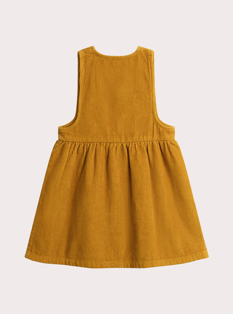 Yellow V Neck Corduroy Dress