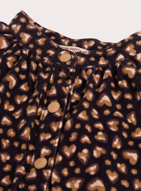 Lined Leopard Print Corduroy Dress