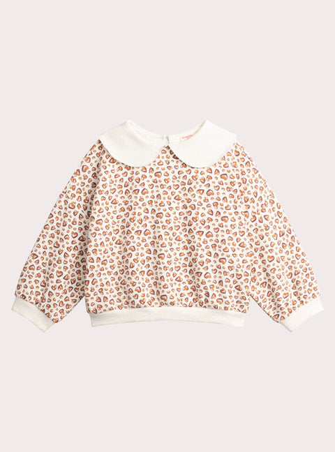 Cream Floral Print Fleece Sweatshirt