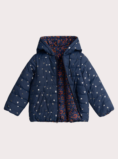 Navy Hooded Reversible Coat